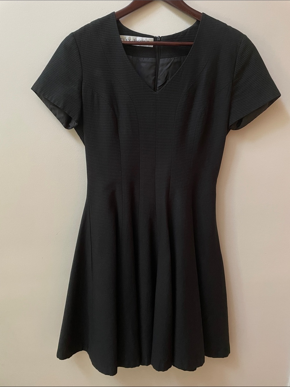 Evan Picone Black Short-Sleeve Fit-and-Flare Dress